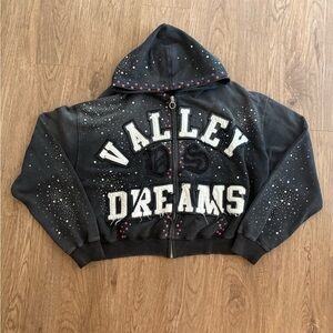 Valley Dreams Black Rhinestone Zip Hoodie